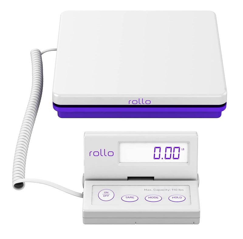 ROLLO Shipping Scale for Packages - Digital Shipping Postal Scale (110 Lb Max) - Hold and Tare Functions - Includes AC Adapter and 2X AAA Batteries - Image 1
